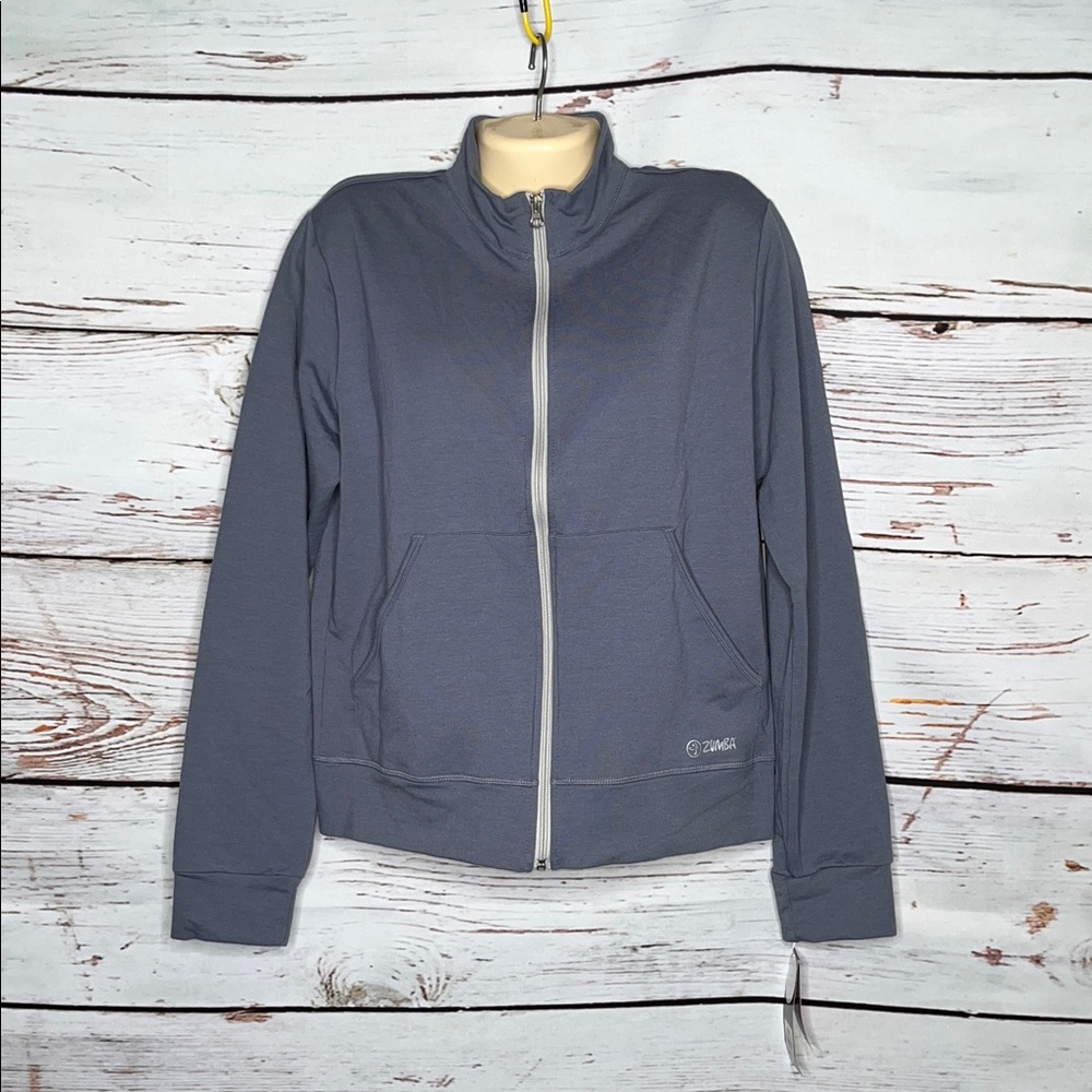 Zumba Wear NWT Size XL Gray - Lime Green Oh So Comfy Zip Up Sweatshirt Jacket